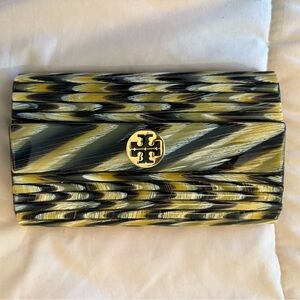 Tory Burch Black and Yellow Tortoise Clutch